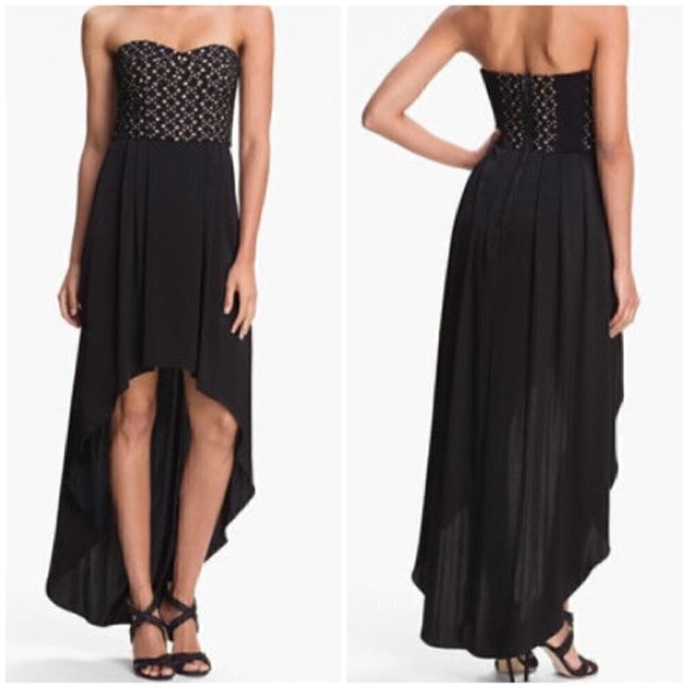 BCBGMaxAzria Tess Black Strapless Bustier High-Low Dress Size 10 - Picture 5 of 10